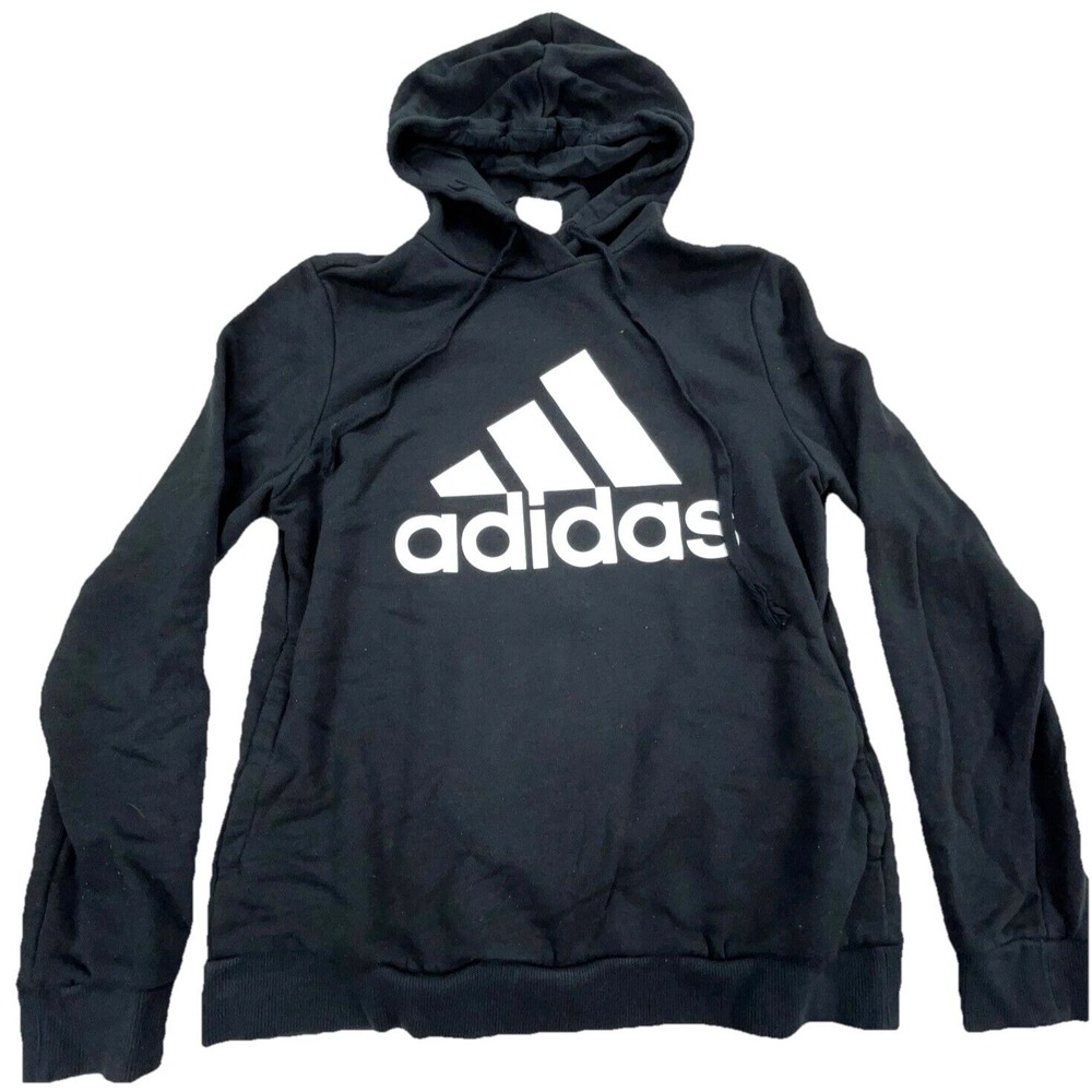Adidas‎ Hoodie Women Medium Black White Sweatshirt Sweater Spell Out Pullover
